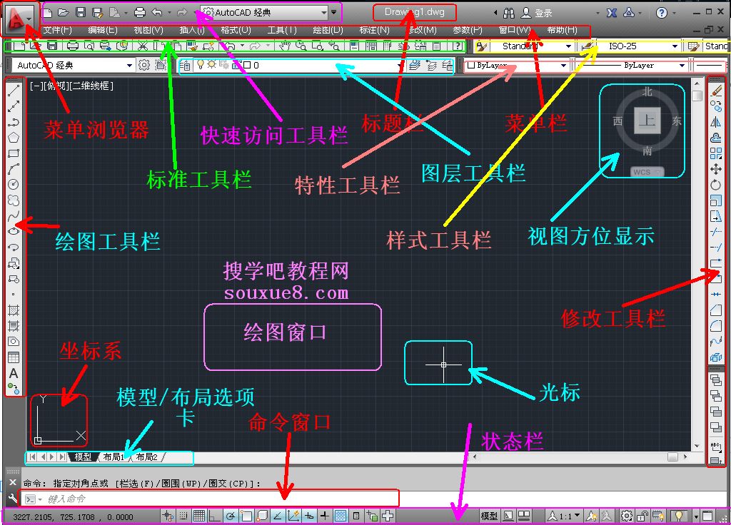 AutoCAD2013中文版工作界面详解教程