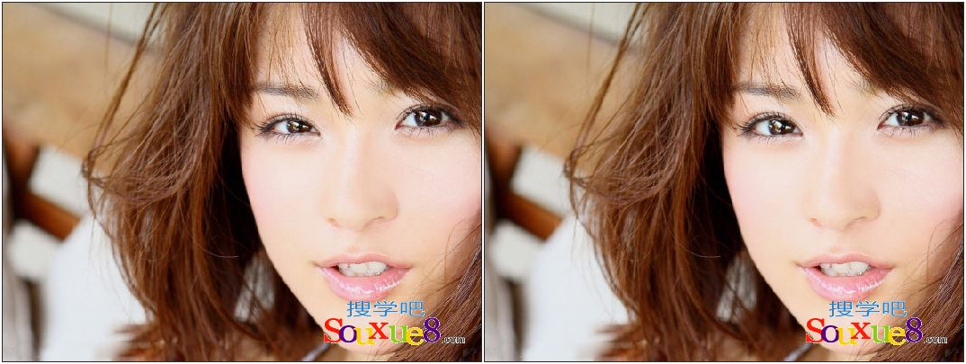 Photoshop CC中文版利用液化滤镜修整美女人物照片不对称的五官ps教程