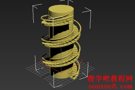 3DsMax2013中文版创建螺旋楼梯三维建模实例详解教程