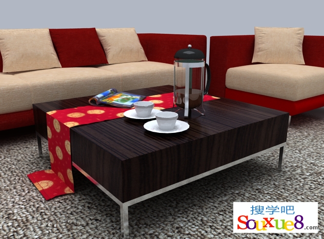 3DsMax2013给室内客厅茶几添加木纹材质效果实例3D教程