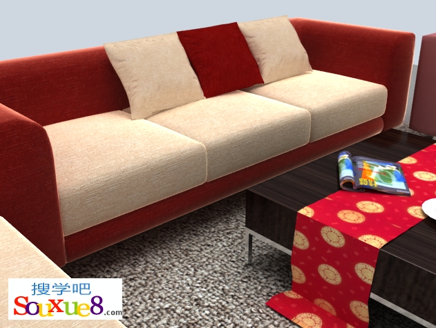 3DsMax2013为室内客厅沙发制作沙发布纹材质效果实例3D教程