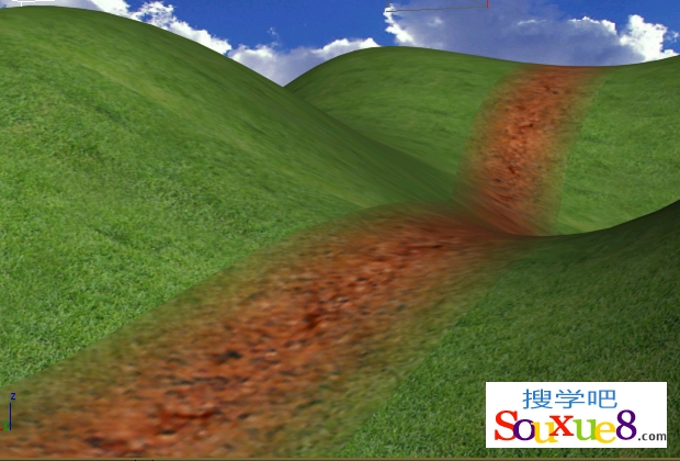 3DsMax2013使用一致复合对象制作草地上的路3d建模实例教程
