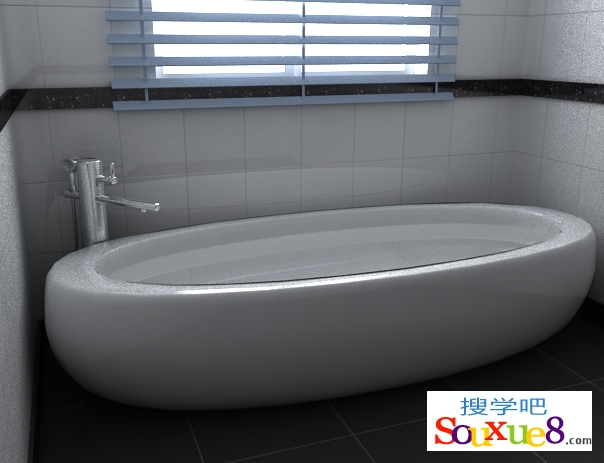 3DsMax2013中文版调制卫生间浴缸白陶瓷材质效果实例详解3D教程