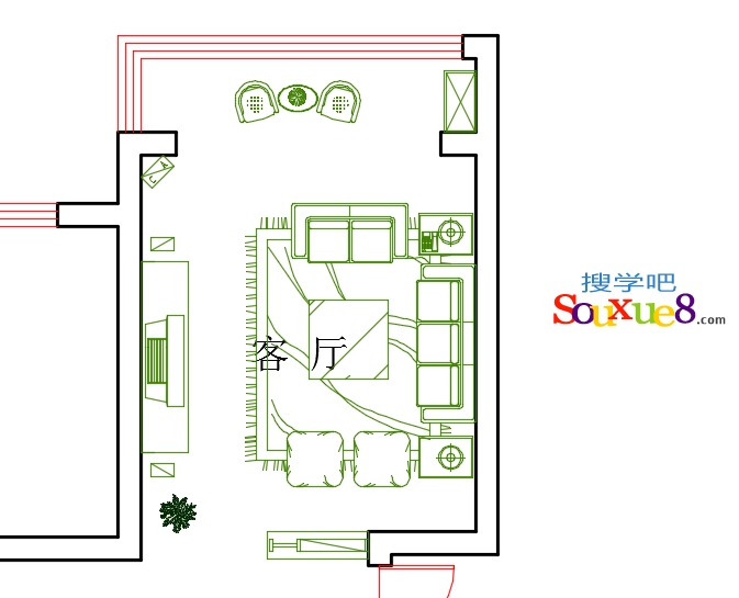 AutoCAD2015中文版住宅套房室内布置图之布置客厅平面图实例教程