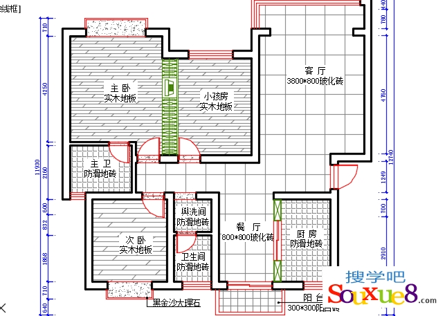 AutoCAD2015中文版住宅套房地面布置图的绘制实例详解教程
