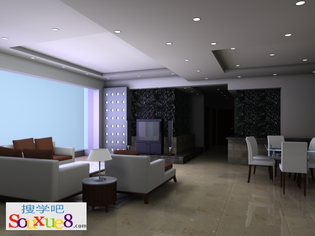 3DsMax2023中文版现代客厅效果图制作-模拟天光漫反射效果从入门到精通3D教程