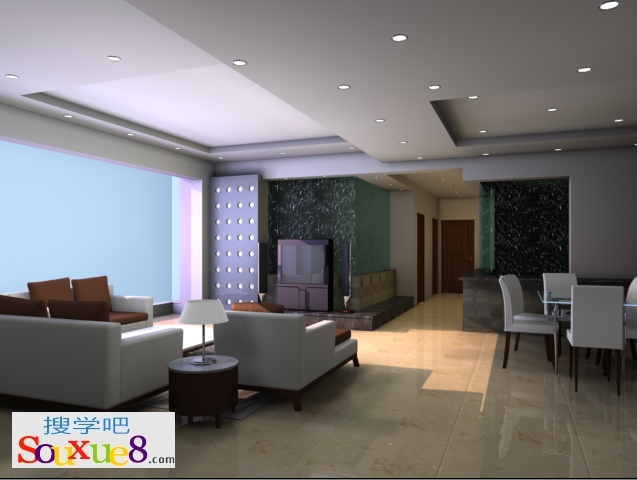 3DsMax2023中文版现代客厅效果图制作-阳光照明效果从入门到精通3D教程