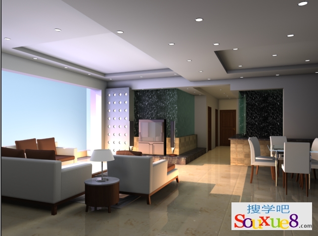 3DsMax2023中文版现代客厅效果图制作-阳光的反射光效果从入门到精通3D教程