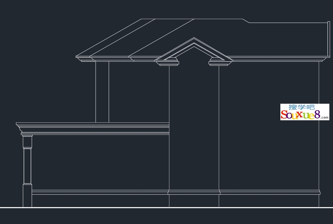 AutoCAD2024中文版绘制柱顶檐部别墅西立面图绘制CAD2024教程